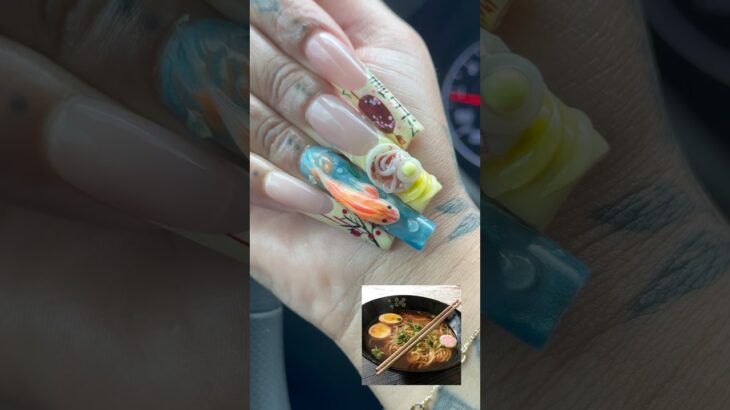 INSANE 3D NAIL ART! 🤯🎏🍜 #nailart #gelx