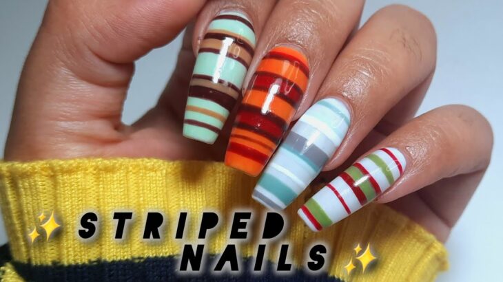 How To Paint Trendy Striped Nails + Hard Gel Fill In | Beginner Friendly Nail Tutorial