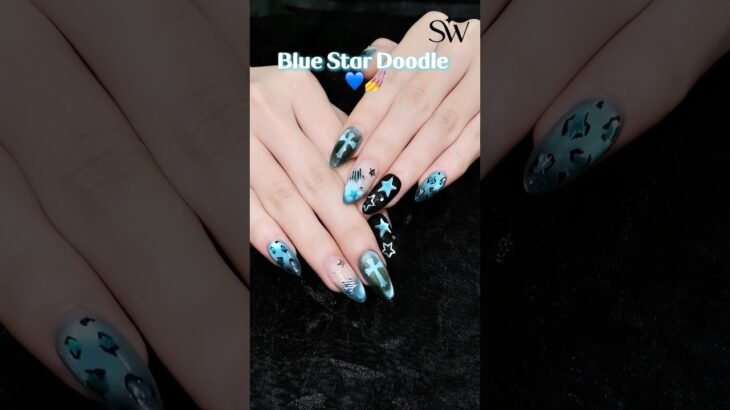 🩵💙Blue Star Nail Design #solwink #poligel #cateyegel #nails #nailart #gothicnails