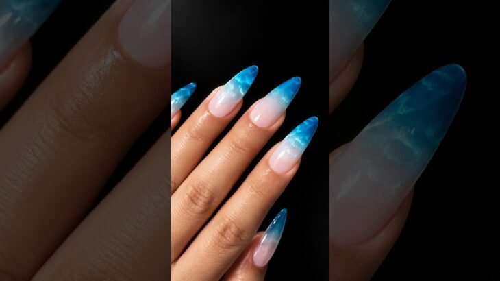 Blue Pearl Ombre Nails 🩵✨ #shorts