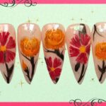 Birth Flower Nail Set 💮 Marigold and Cosmos for October | Beginner Nail Art Tutorial