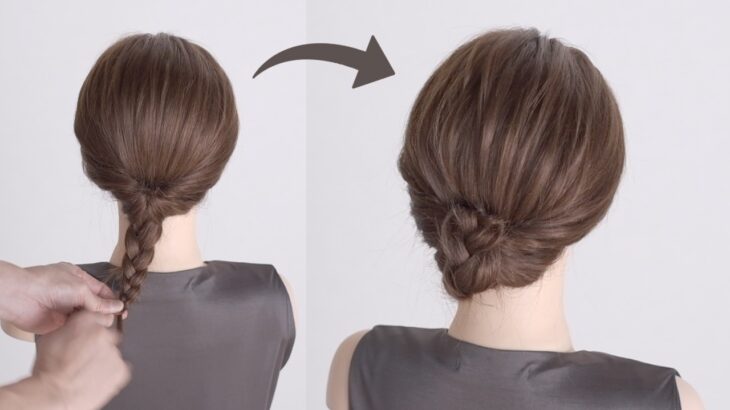 【3分ヘアアレンジ】くるりんぱ×三つ編みで簡単！一日中崩れない大人の上品まとめ髪 / Easy Updo