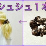 シュシュ１本だけ！不器用さんもできる！大人かわいいポニーテール💕Hair tutorial only scrunchie ponytail【簡単ヘアアレンジ】