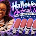 Airbrush Mummy Wrap French Nails Tutorial | Halloween Nail Art Masterclass